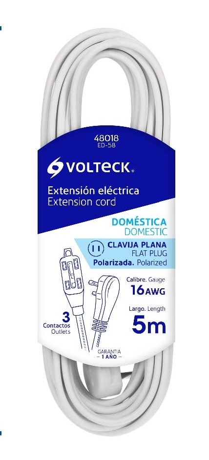 EXTENSION ELECTRICA VOLTECK DOMESTICA 5 MTS